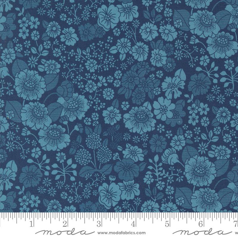 Moda Chelsea Garden Navy Piccadilly Florals Fabric