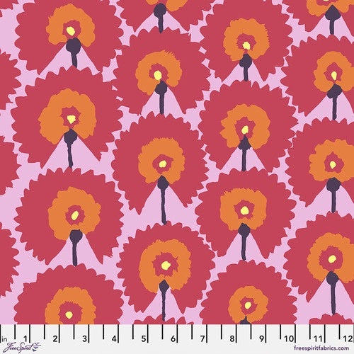 Kaffe Fassett Regal Fans Red Fabric 1.19 yards End of Bolt ONLINE PURCHASE ONLY
