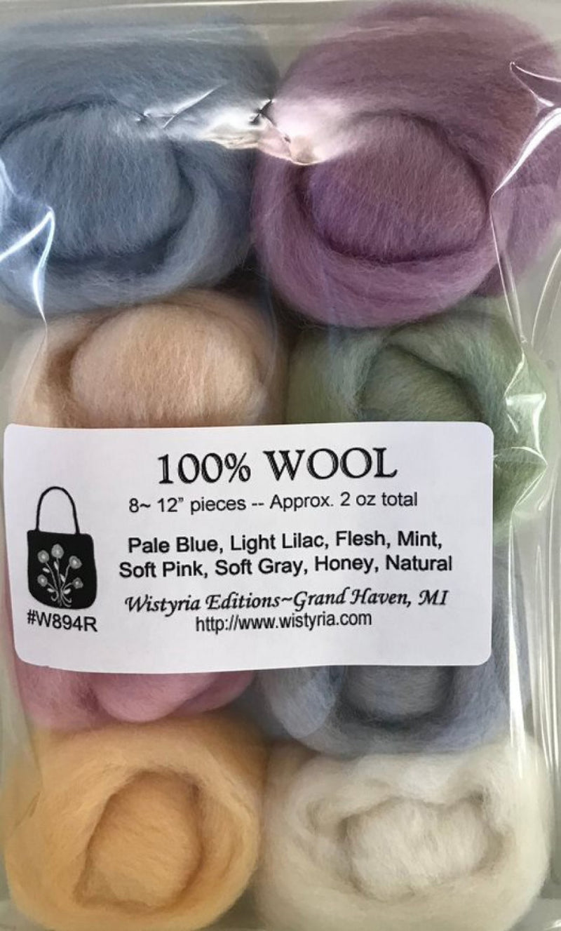 Wool Roving Assortment Soft Pastels