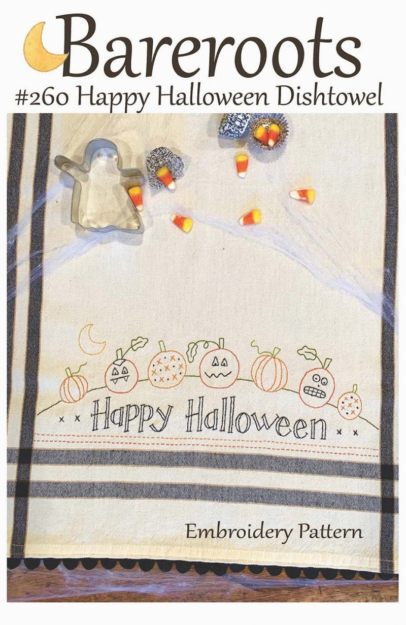 Bareroots Happy Halloween Embroidered Dishtowel Pattern