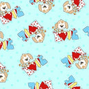 A.E. Nathan Co. Comfy Flannel Puppy Love Blue Fabric