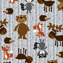 A.E. Nathan Co. Comfy Flannel Woodland Animals Gray Fabric