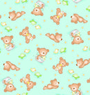 A.E. Nathan Co. Comfy Flannel Teddy Bears Aqua Fabric