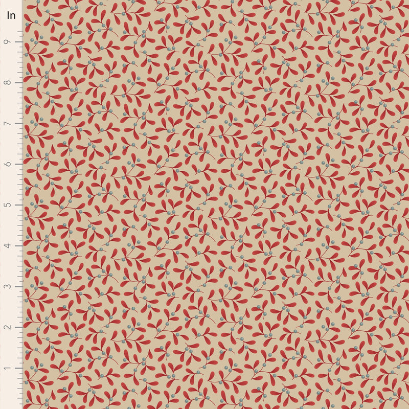 Tilda Merry Little Christmas Mistletoe Red Fabric