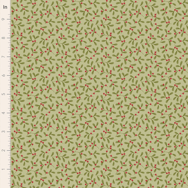 Tilda Merry Little Christmas Mistletoe Pistachio Fabric