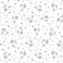 Maywood Studios Whiskers And Paws Tiny Cats And Flowers White Fabric