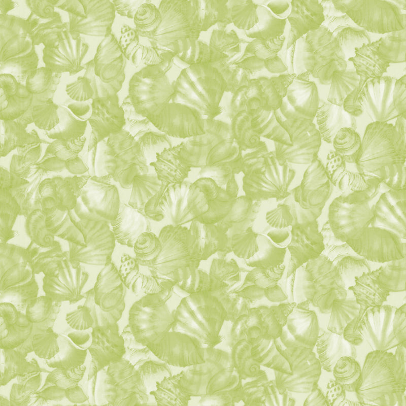 Maywood Studios Seascape Packed Shells Green Fabric