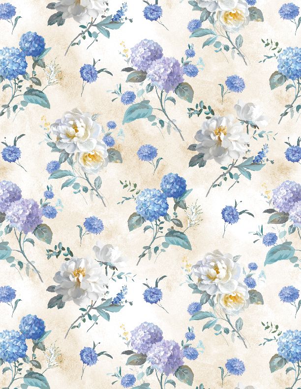 Wilmington Prints Morning Blooms Floral Toss Cream Fabric