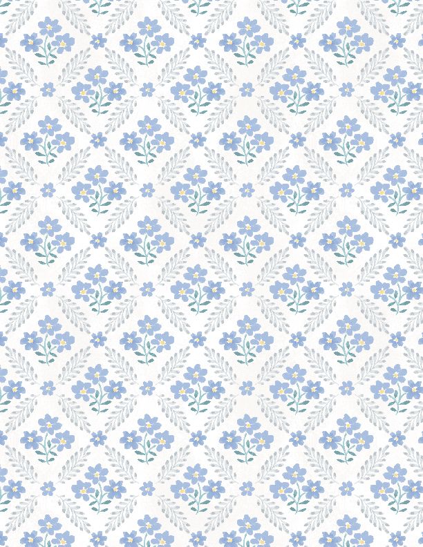 Wilmington Prints Morning Blooms Floral Grid Cream Fabric