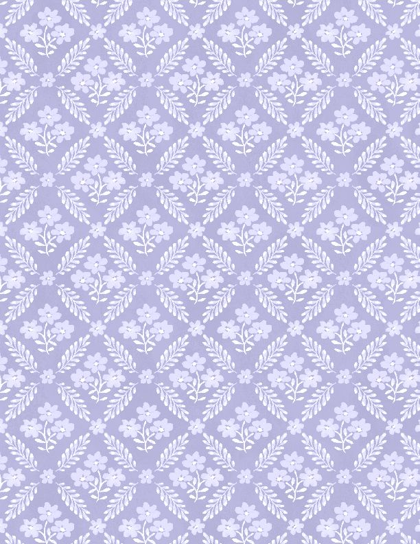 Wilmington Prints Morning Blooms Floral Grid Purple Fabric