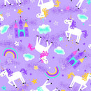 A.E. Nathan Co. Comfy Flannel Unicorns & Rainbows Purple Fabric