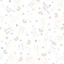 Maywood Studio Honey Bunny Bunny Words White Fabric