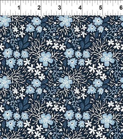 In The Beginning Fabrics Whimsy Floral Navy Fabric