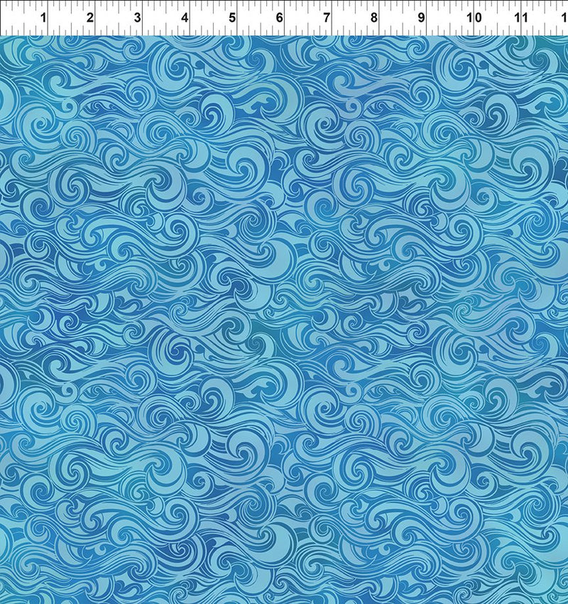 In The Beginning Wonders Of The Ocean Waves Blue Fabric