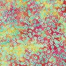 Island Batik Vintage Charm Pink Orange Round Flower Stems Batik Fabric