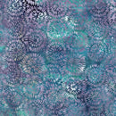 Island Batik English Lavender Dandelion Petals Teal Cool Water Batik Fabric