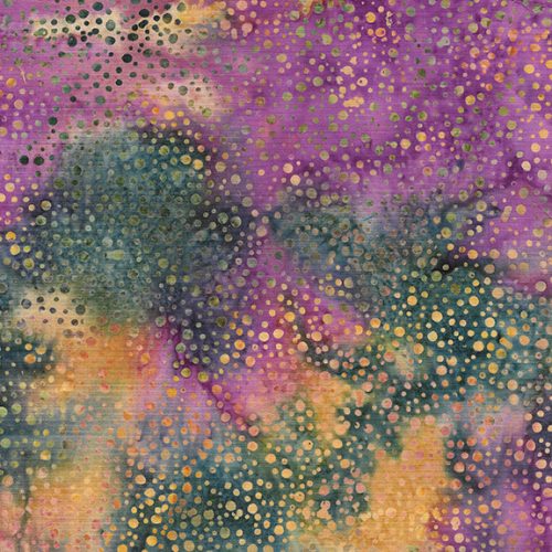 Island Batik Magenta Dusk Dot Multi Red Teal Gold Batik Fabric