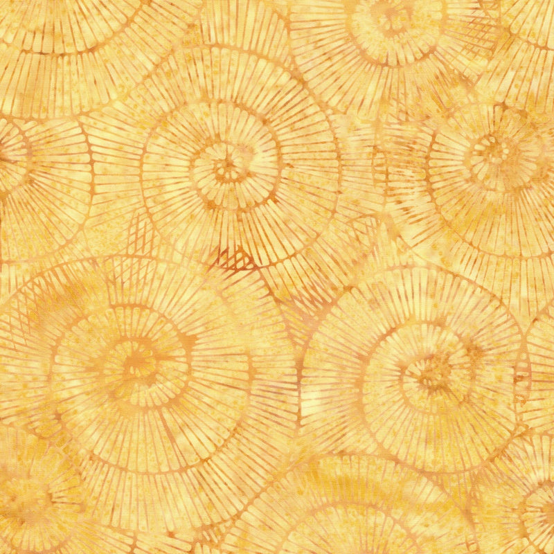 Island Batik Geode Glow Fossil Spiral Yellow Amber Fabric