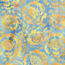 Island Batik Countryside Charm Large Floral Blue Sky Batik Fabric