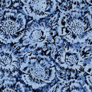 Island Batik Countryside Charm Large Floral Blue Ocean Batik Fabric