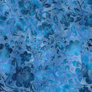 Island Batik Countryside Charm Flowers and Leaves Blue Shark Batik Fabric