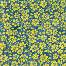 Island Batik Countryside Charm Small Flowers and Leaves French Blue Batik Fabric