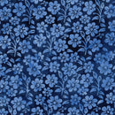 Island Batik Countryside Charm Small Flowers and Leaves Blue Ocean Batik Fabric