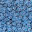 Island Batik Countryside Charm Small Flowers and Leaves Blue Storm Batik Fabric