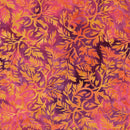 Island Batik Everbloom Leafy Vine Pink Purple Orange Batik Fabric