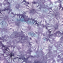 Island Batik Secret Garden Daisies And Dots Purple Urchin Batik Fabric