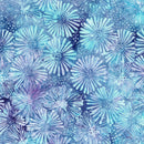 Island Batik Secret Garden Daisies And Dots Purple Teal Blue Batik Fabric