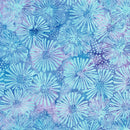 Island Batik Secret Garden Daisies And Dots Blue Turquoise Purple Batik Fabric