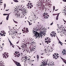Island Batik Secret Garden Daisies And Lilies Purple Lavender Batik Fabric