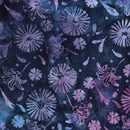 Island Batik Secret Garden Daisies And Lilies Blue Marine Batik Fabric