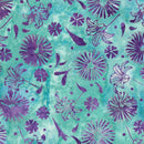 Island Batik Secret Garden Daisies And Lilies Teal Pool Batik Fabric