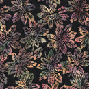 Island Batik Woodland Warmth Leaves And Berries Black Batik Fabric