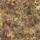 Island Batik Woodland Warmth Leaves And Berries Brown Purple Teal Batik Fabric