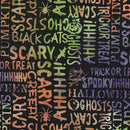 Island Batik Boo Bash Halloween Words Black Batik Fabric