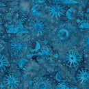 Island Batik Twilight Realm Cosmic Shapes Denim Blue Fabric