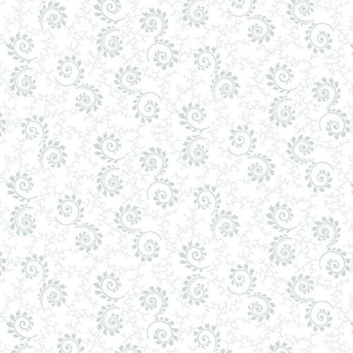 Henry Glass Quilter's Flour V White On White Swirls With Leaves Fabric