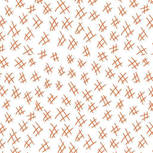 Benartex Stitchy Hashtag Orange Fabric