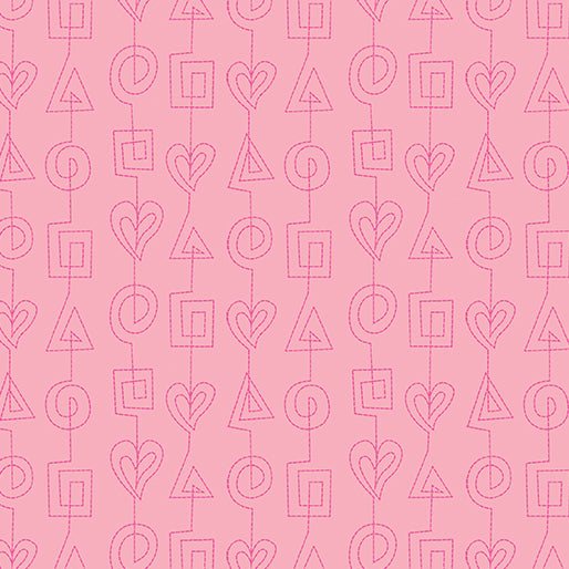 Benartex Stitchy Stitches Pink Fabric