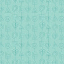 Benartex Stitchy Stitches Turquoise Fabric