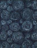 Wilmington Prints Plum Bouquet Circles Dark Blue Batik Fabric