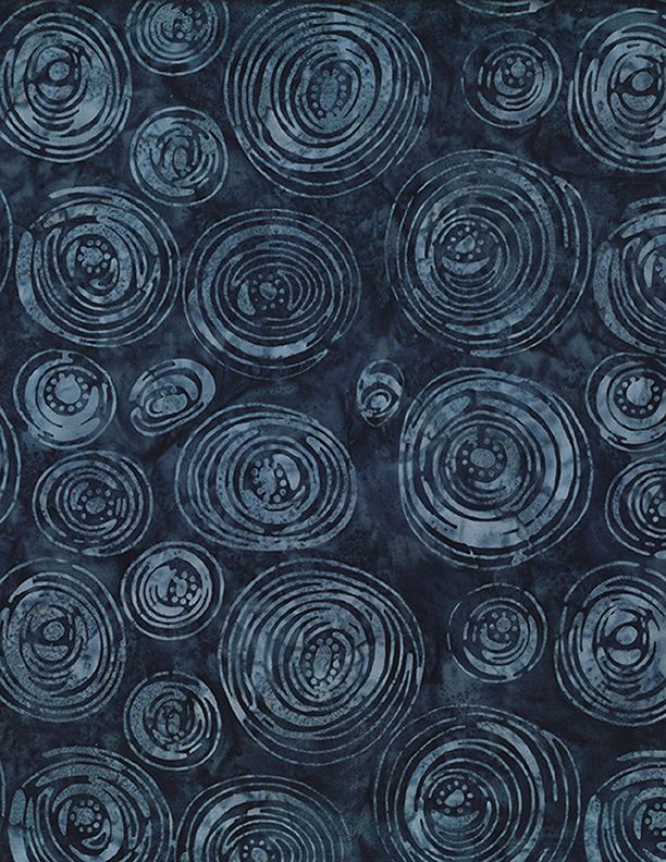 Wilmington Prints Plum Bouquet Circles Dark Blue Batik Fabric