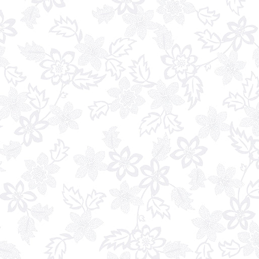 Benartex Rhapsody In White Dotted Blossoms White Fabric