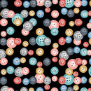 Benartex Sew In Love Cute As A Button Black Fabric ONLINE PURCHASE ONLY