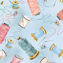 Benartex Sew In Love Fancy Threads Light Blue Fabric ONLINE PURCHASE ONLY