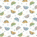 Benartex Baby Dino Dino And Dots White Flannel Fabric