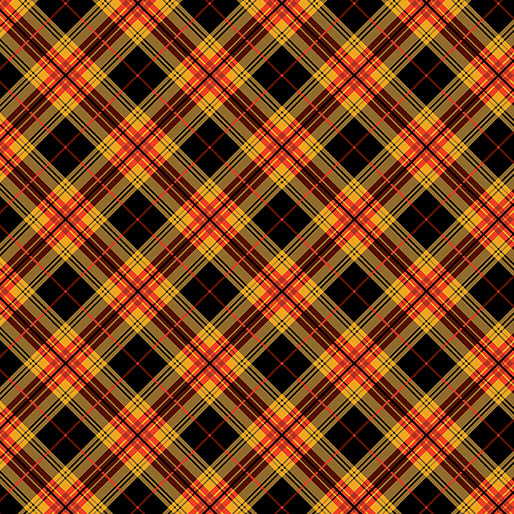 Benartex Cider House Autumn Plaid Black Russet Fabric